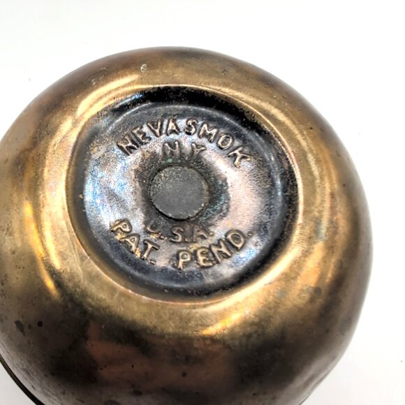 Vintage Nevasmok Patent Pending Railroad Brass Ashtray Spittoon 4" NY USA GUC - Picture 6 of 9